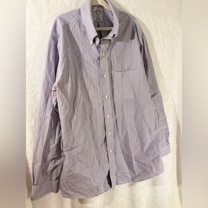 Brooks Brothers Regent Dress Shirt Mens 15.5 33 Purple Stripe Non-Iron Supima